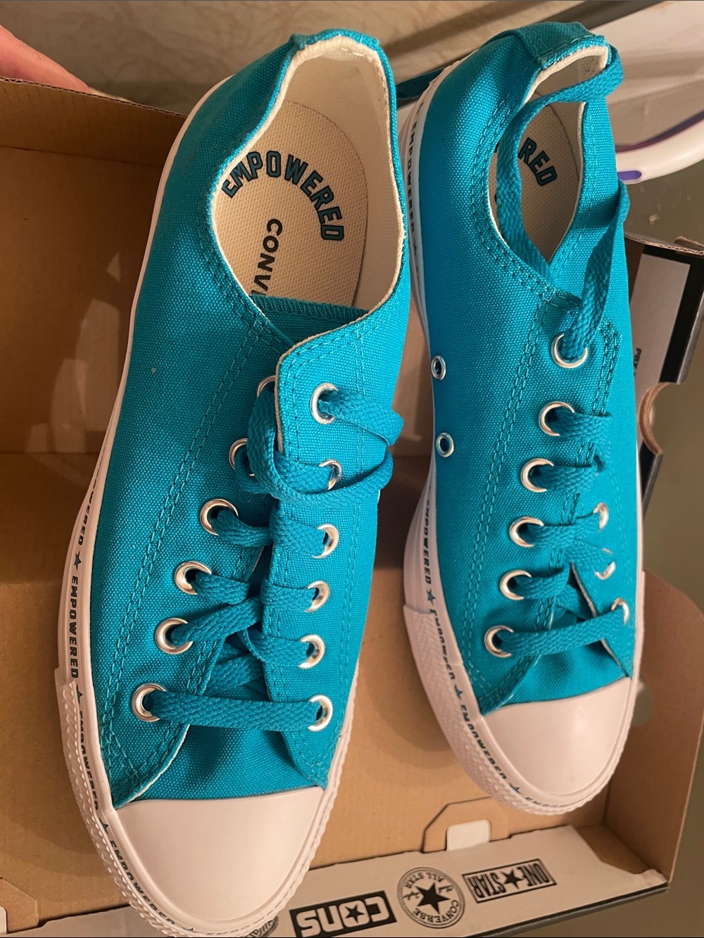 Converse Empowered Low Top Sneakers in Teal Blue